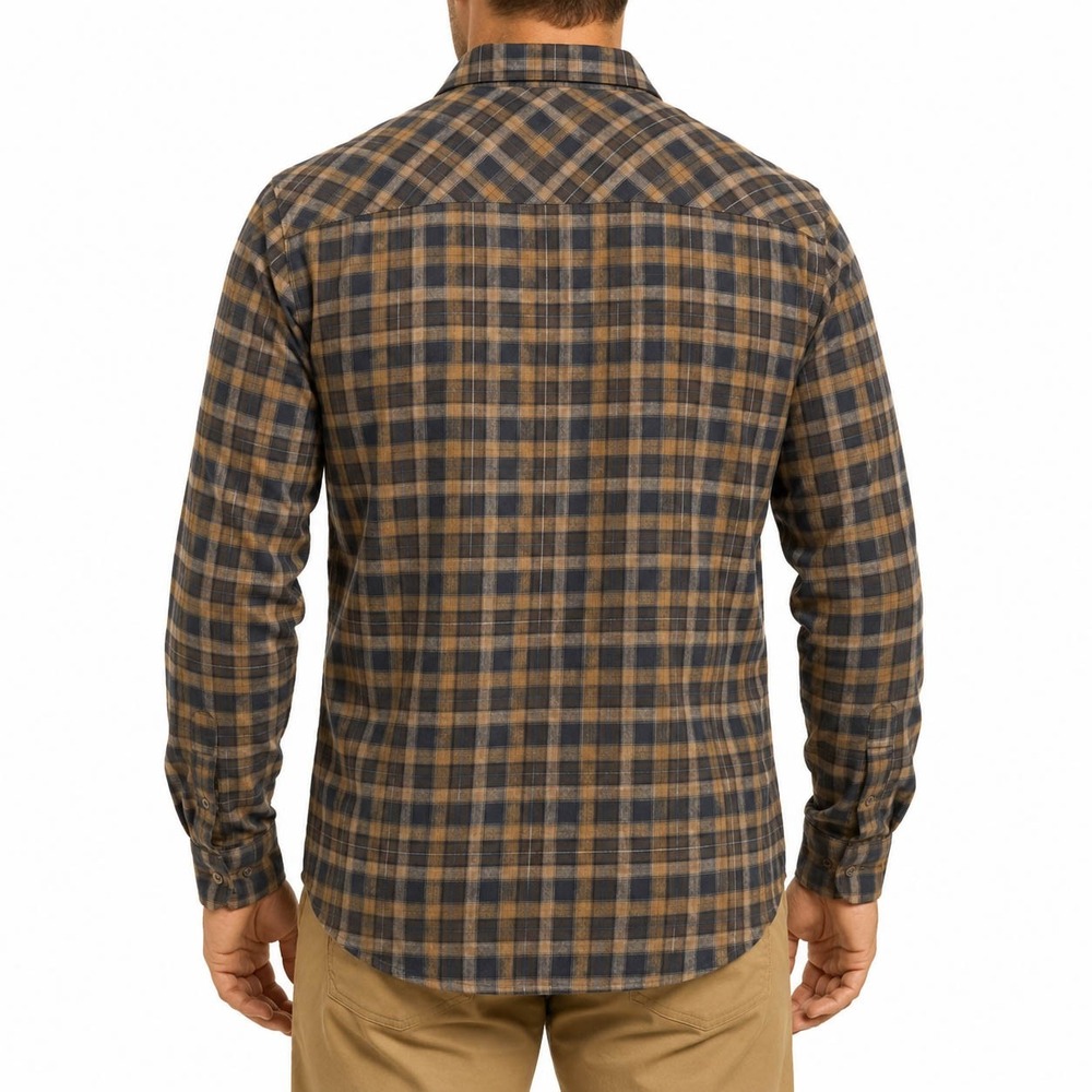 Kuhl Mens Flannel Shirt XXL Brown Tan Plaid Long Sleeve Button Down Pockets